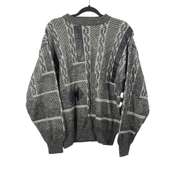 Brandini Sweaters - Vintage Brandini Wool Black Gray Sweater Grandmacore 90s 80s Indie Grunge Unisex
